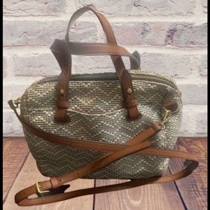 FOSSIL black and cream tweed purse